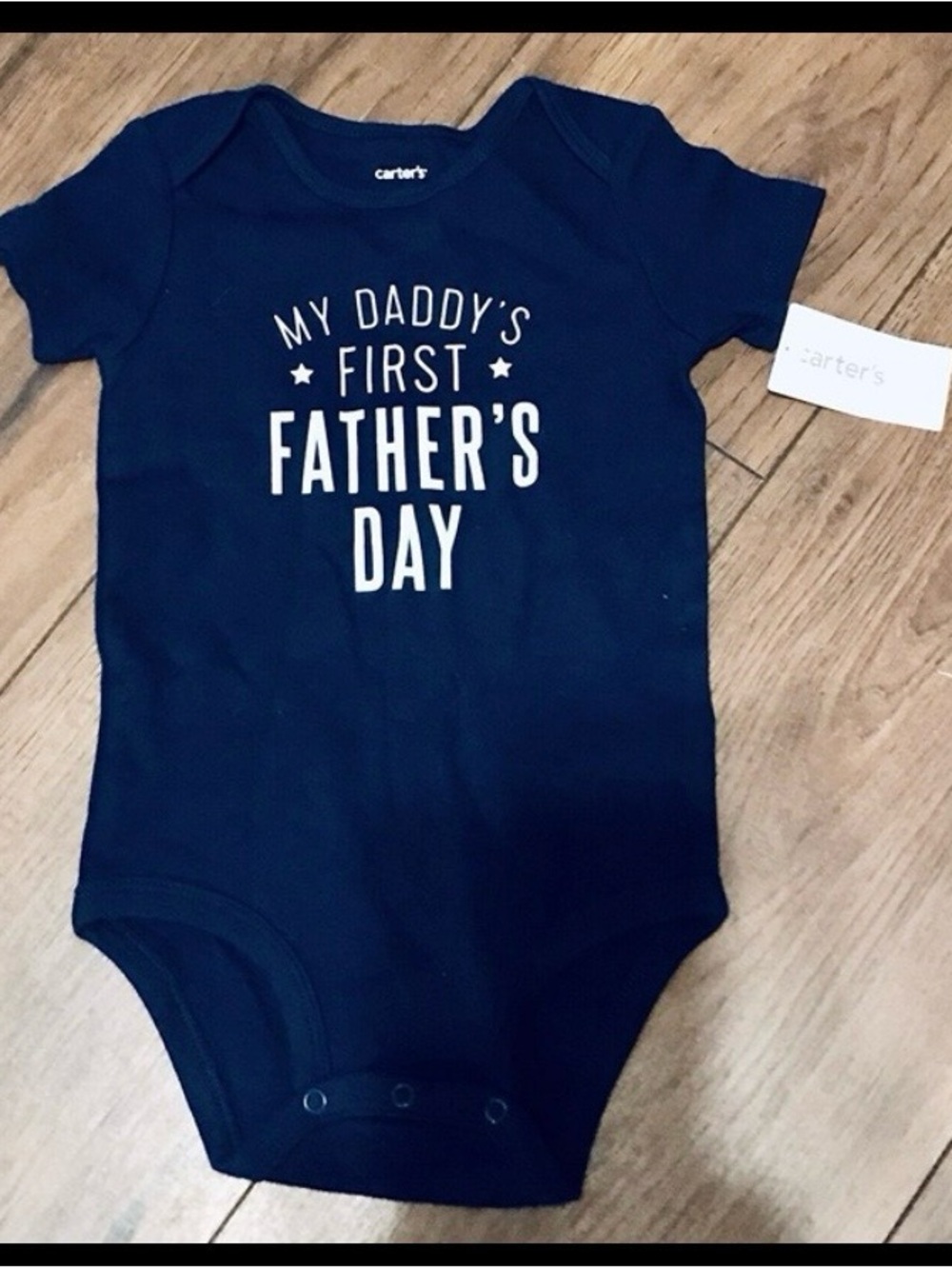 Carter's Navy Baby One-Piece with "My Daddy's First Father's Day" Graphic 24 Mo
